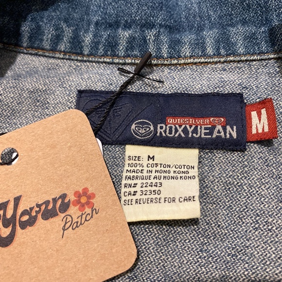 Upcycled Roxy Denim Jacket — Size M, Crochet Granny-Square Sleeves - Picture 7 of 7